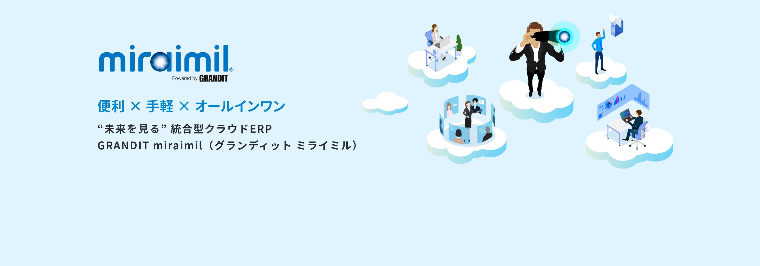 便利・手軽・オールインワン “未来を見る”統合型クラウドERP グランディット ミライミル